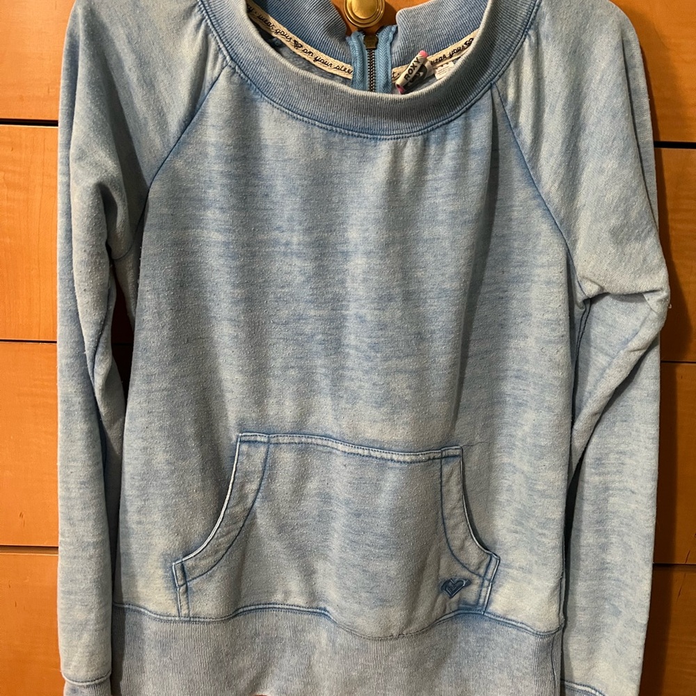 Roxy Wild at Heart Sweatshirt Acid Washed Light Blue Size Large